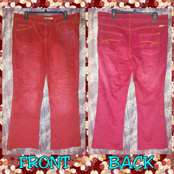 BONGO brand Rust Red Flare Leg Corduroy Pants Jrs Plus Sz 20 - Picture 2 of 6